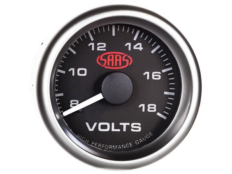 SAAS SG-VLT52B Performance Volts 52mm Analog Gauge Black Face 4 Colour Lighting