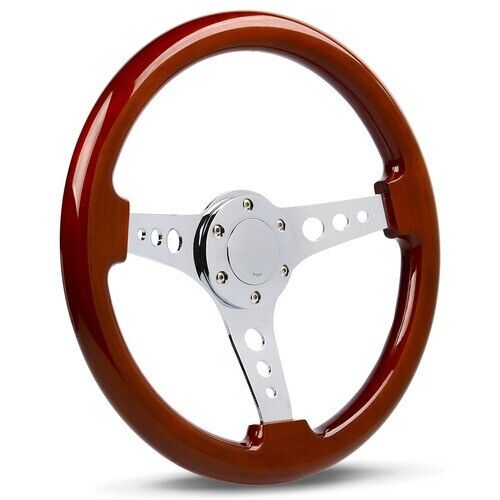 SAAS Steering Wheel Wood 14" ADR Logano Chrome Spoke & Button