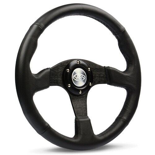 SAAS Steering Wheel Leather 350mm ADR Black Spoke