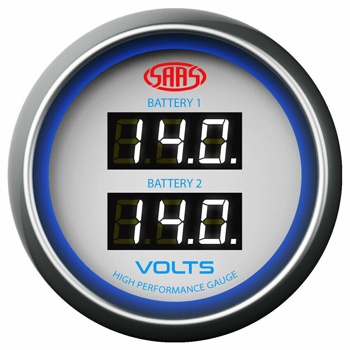 SAAS Muscle Digital Dual Volts Gauge 8-18Volts Watercraft Boat White Face