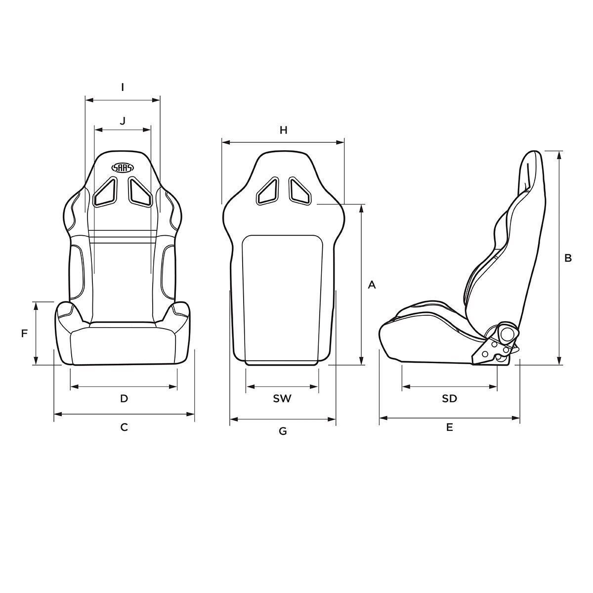 SAAS Kombat Seat (1) With Rails Dual Recline Charcoal ADR Compliant