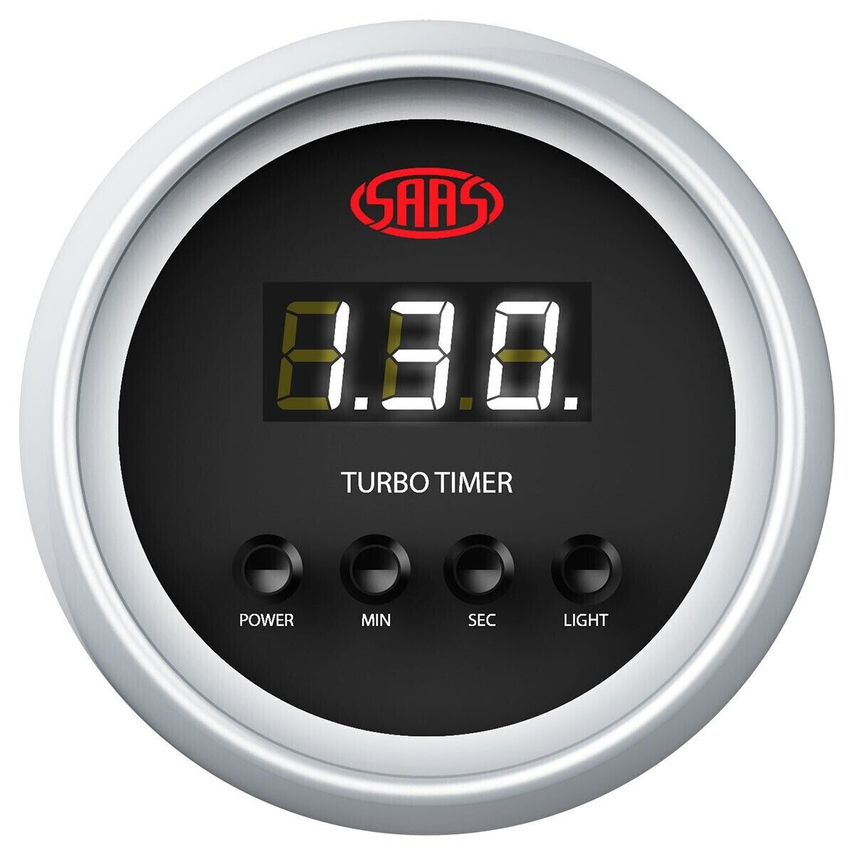 SAAS Genuine Turbo Timer 52mm 2in Digital Gauge Black Face 4 Colour