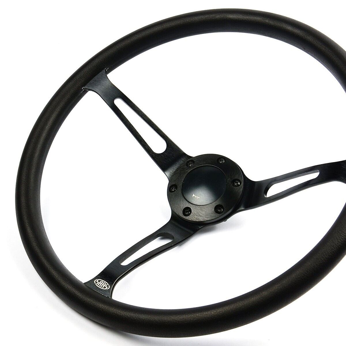 SAAS Steering Wheel Poly 15" Classic Deep Dish Black Alloy Slots