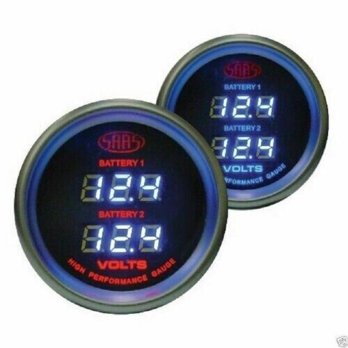 SAAS Muscle Digital Dual Volts Gauge Dual Reading 8-18V for Navara Black