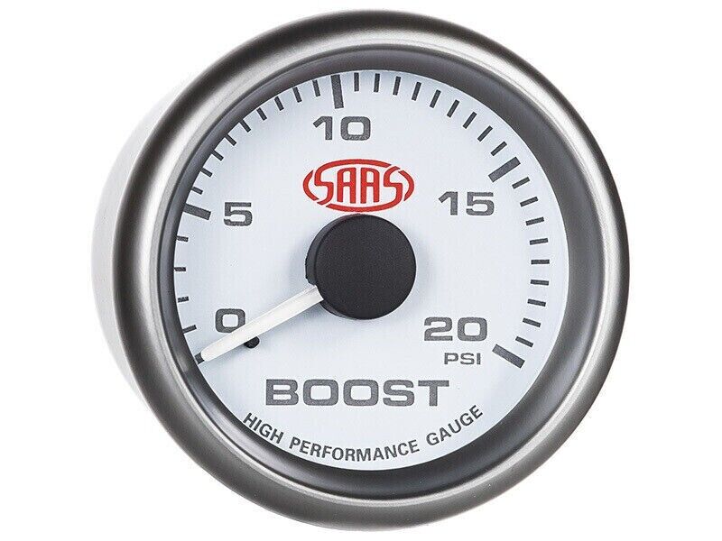 Genuine SAAS SG-TBD52W1 Diesel Turbo Boost Gauge White Face Mechanical 0 > 20 PS