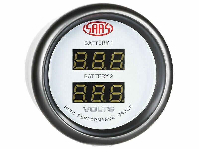 SAAS Muscle Digital Dual Volts Gauge 8-18Volts Watercraft Boat White Face