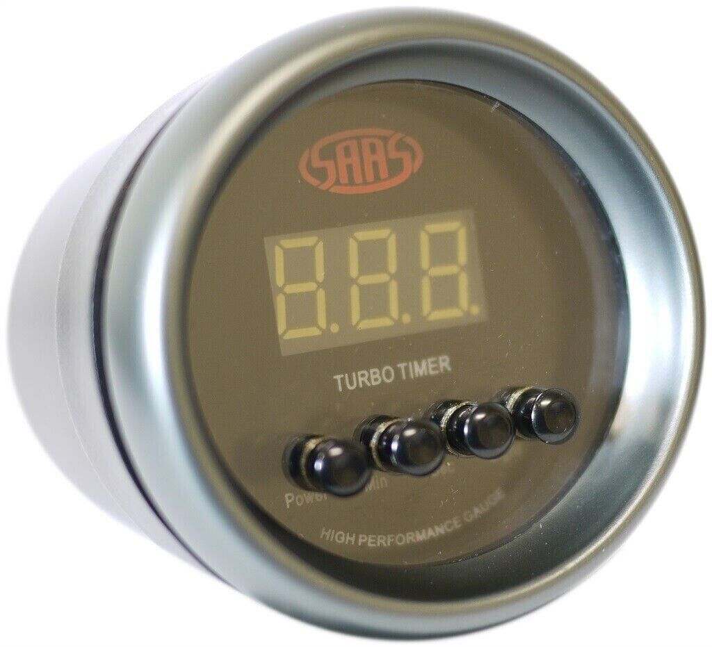 SAAS Performance Turbo Timer 52mm 2in Digital Gauge Black Face 4 Colour