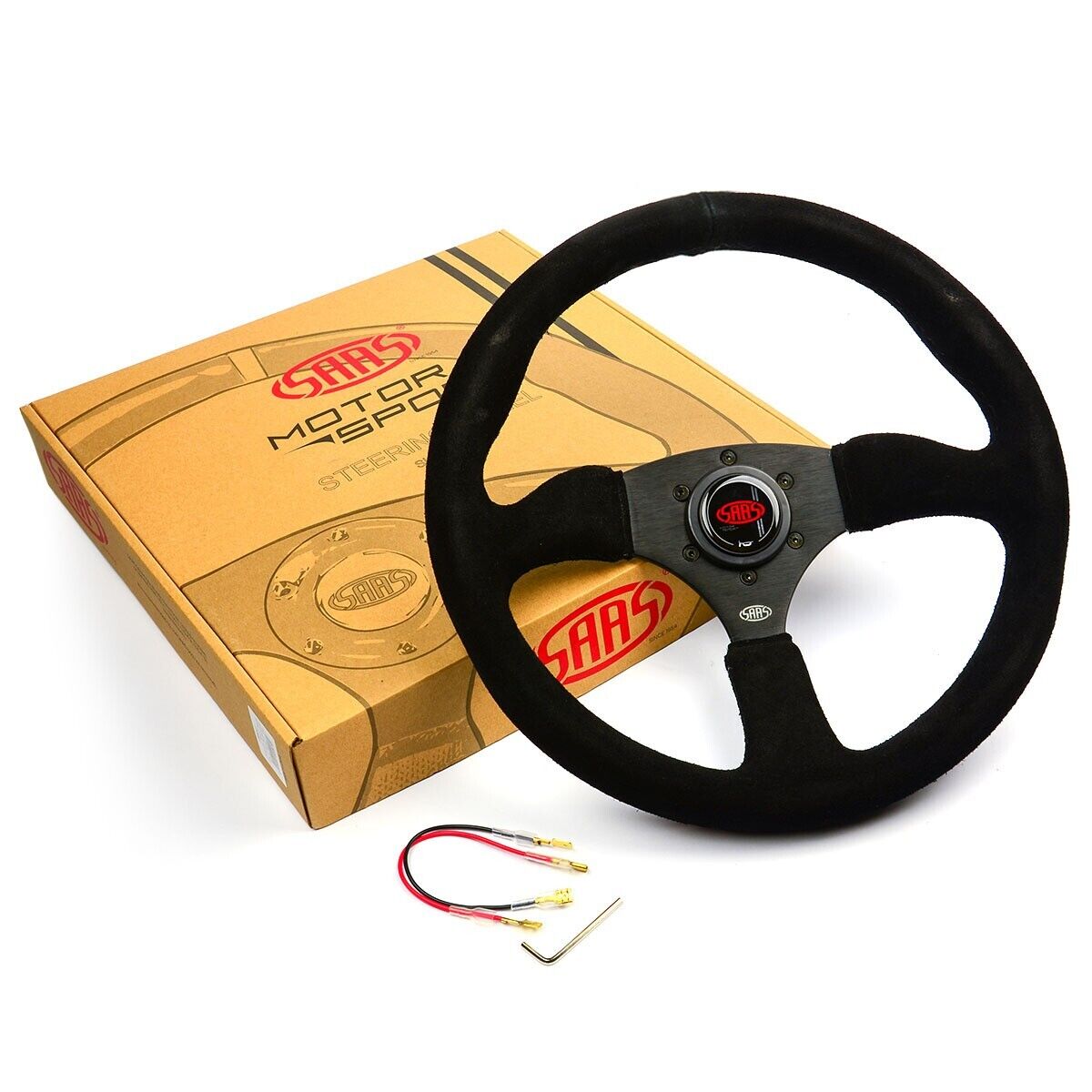 SAAS Steering Wheel Suede 14" ADR Tokyo Motorsport Black Spoke