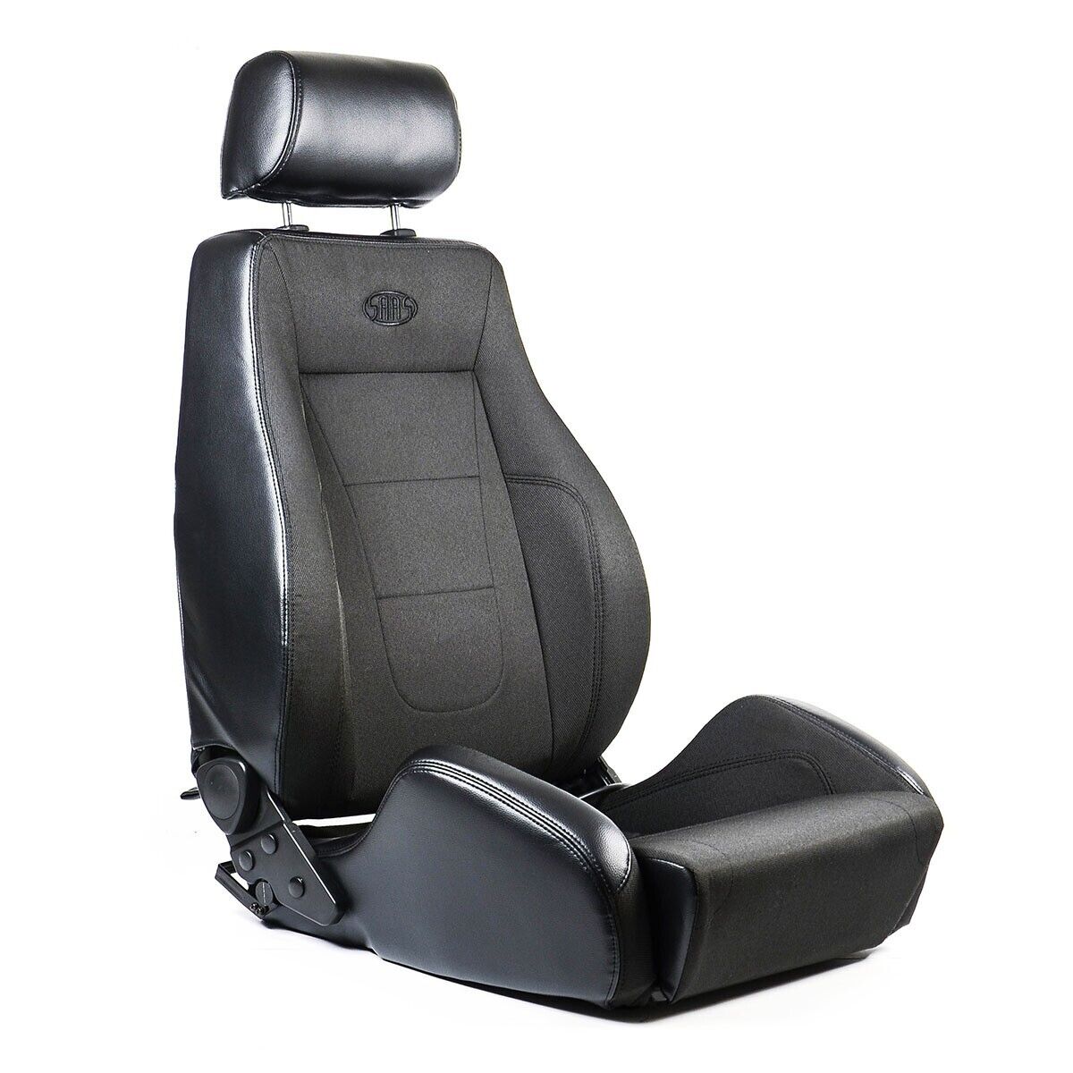 SAAS 4X4 Sports Seats (2) With Sliders Black Cloth / PU Leather  ADR Compliant