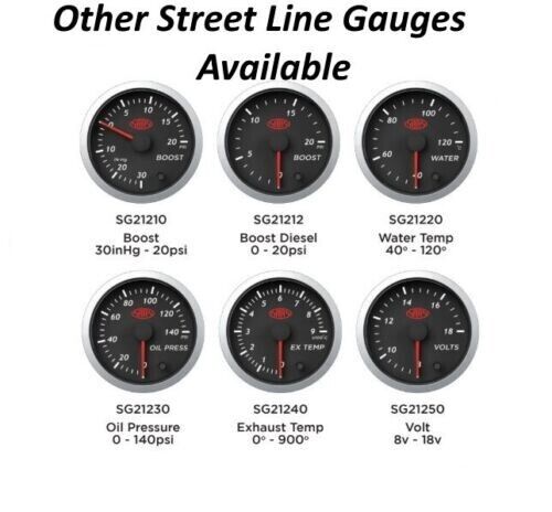 SAAS Streetline Series Water Temp 40>120 Deg C 52mm Gauge Black Face 7 Colour