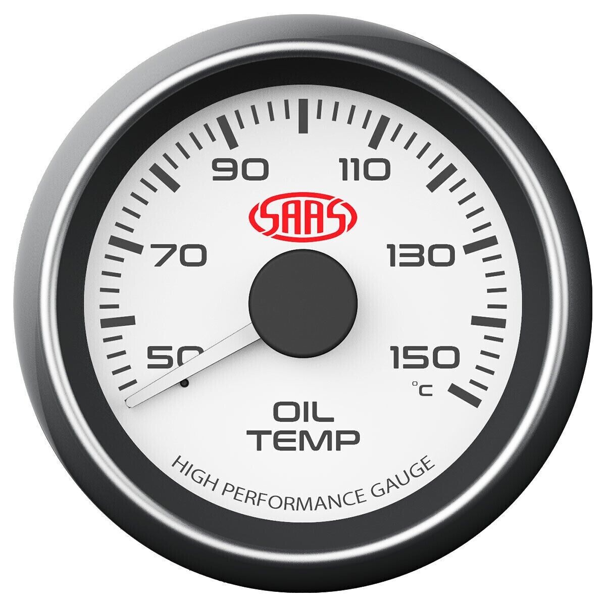 SAAS Performance Oil Temp 52mm Analog Gauge White Face 4 Colour Lighting