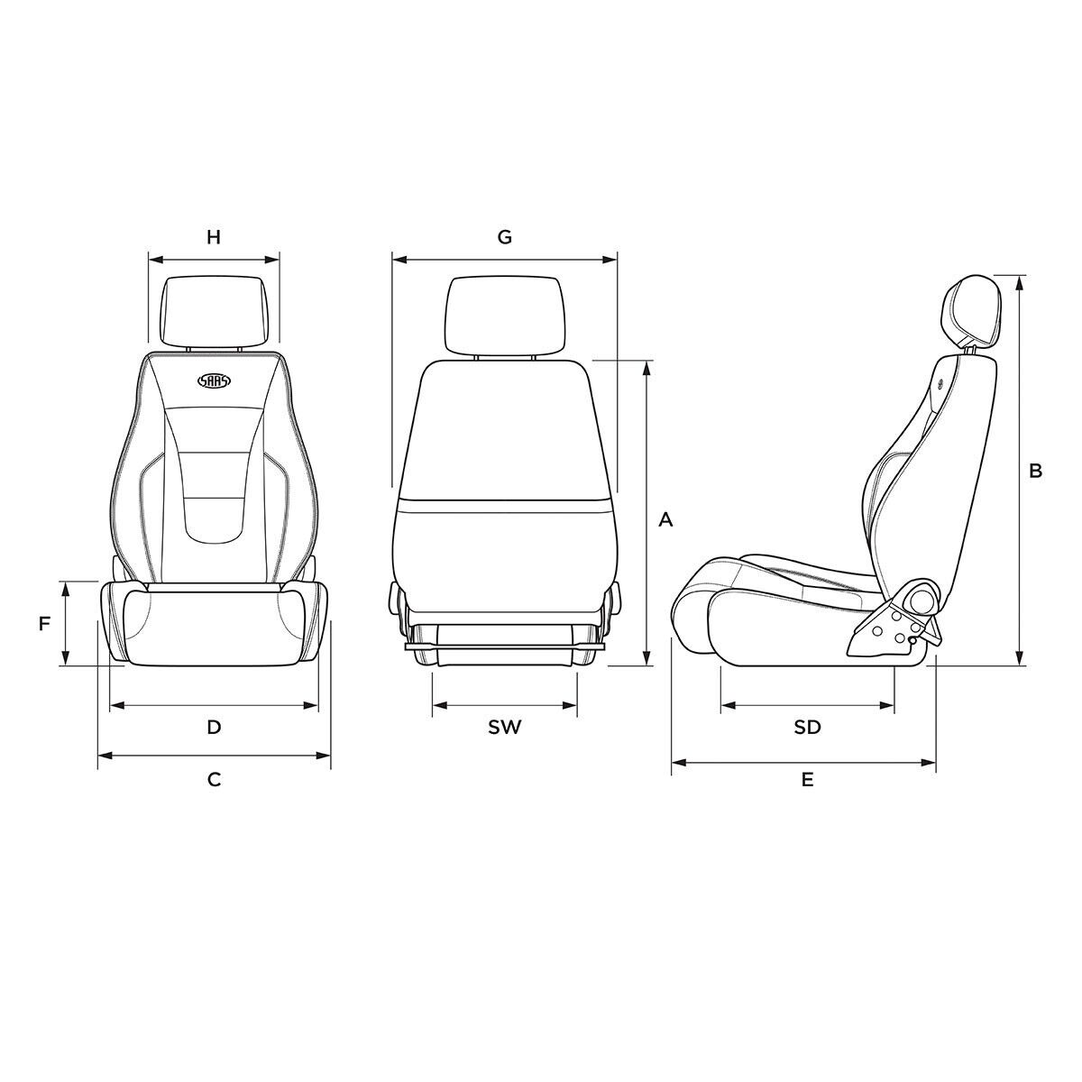 SAAS Trax 4X4 Seat (1) With Rails Premium Black Leather ADR Compliant