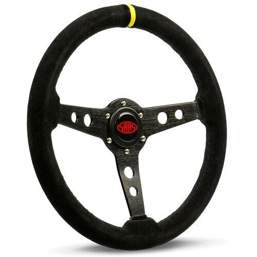 SAAS Steering Wheel Suede 350mm ADR Retro Black Spoke + Indicator