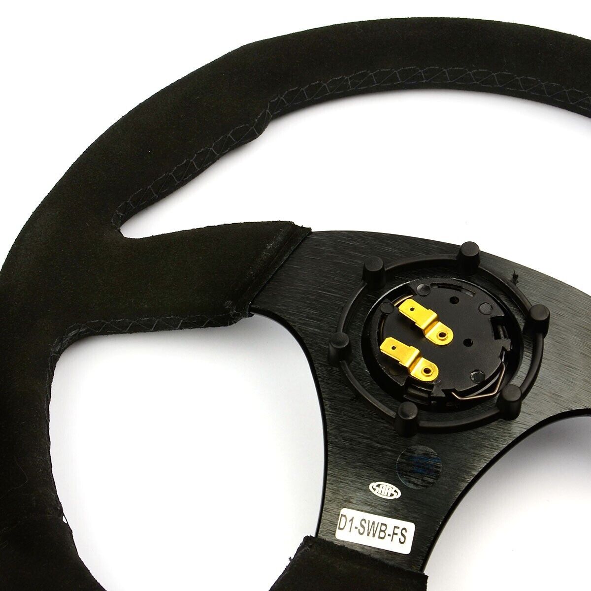 SAAS Steering Wheel Suede 14" ADR Black Flat Bottom