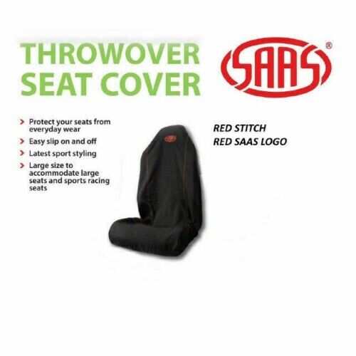 SAAS SC5010 Seat Cover Throw Over Cover / Protector Black with Red Stitch