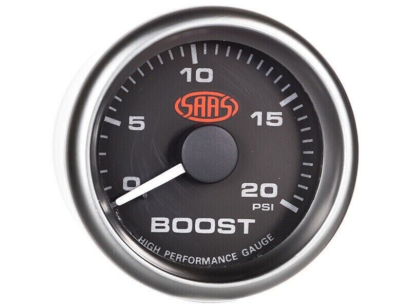 SAAS SG-TBD52B1 Genuine Diesel Turbo Boost Gauge Black Face Mechanical 20 PSI