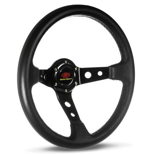 SAAS Steering Wheel Leather 14" ADR GT Deep Dish Black With Holes