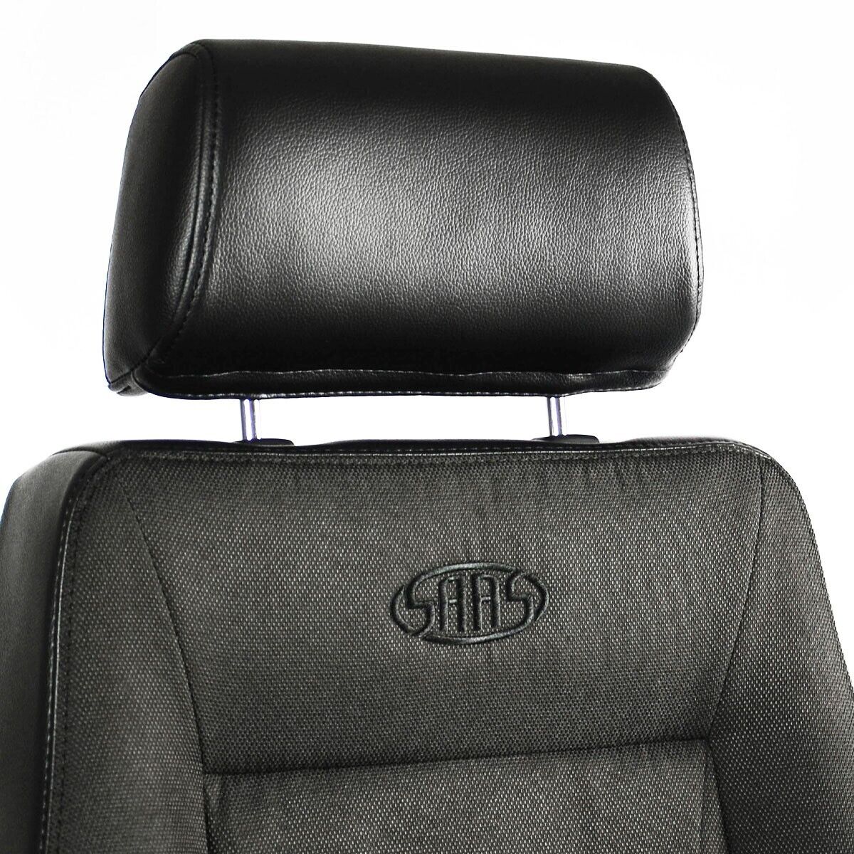 SAAS 4X4 Sports Seats (2) With Sliders Black Cloth / PU Leather  ADR Compliant