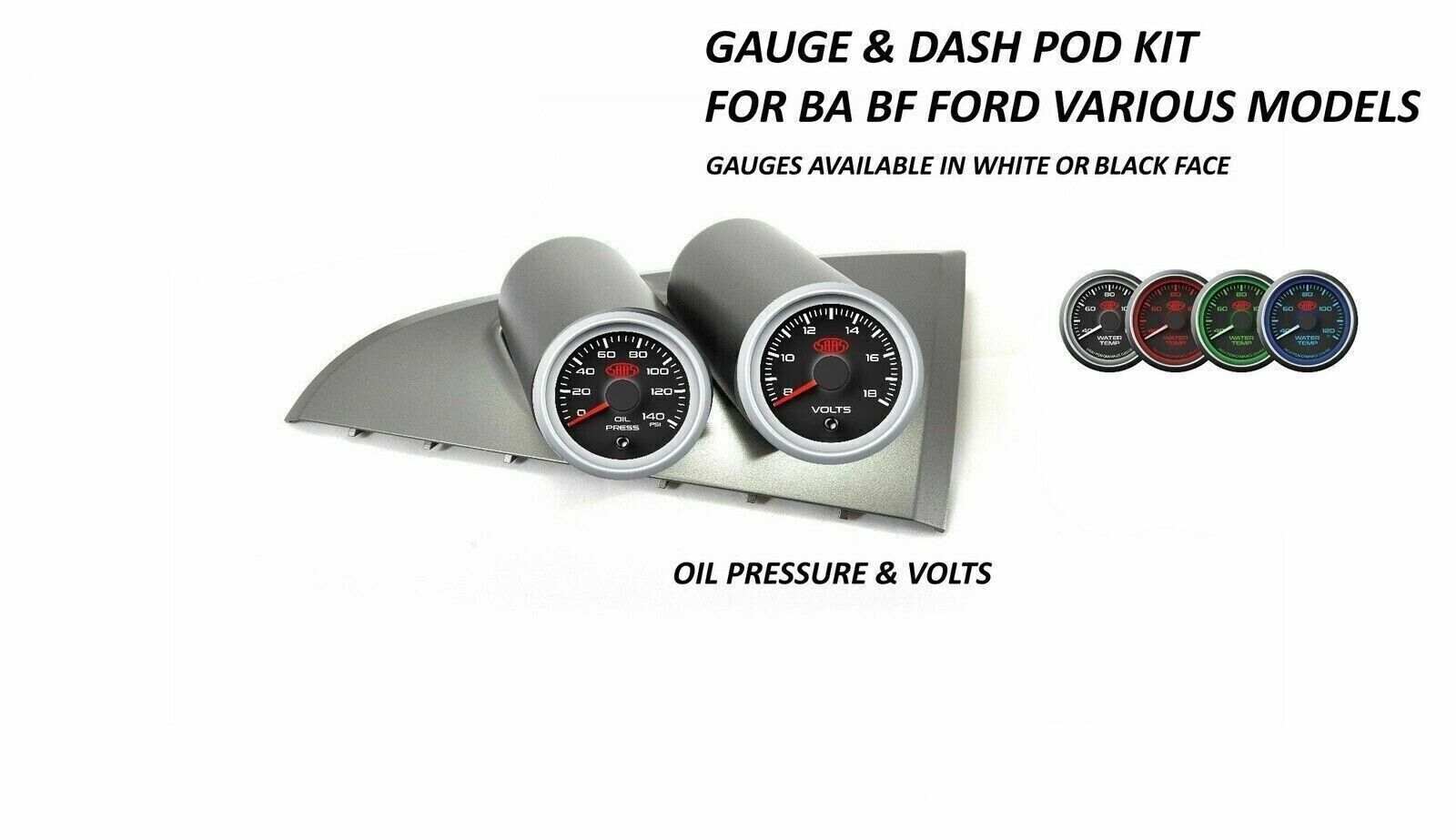 SAAS Gauge Dash Pod Volts & Oil Pressure Gauges for BA BF Falcon XR6 XR8 GT F6