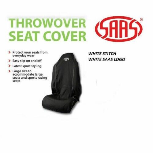 SAAS SC5011 Seat Cover Throw Over Cover / Protector Black with White Stitch