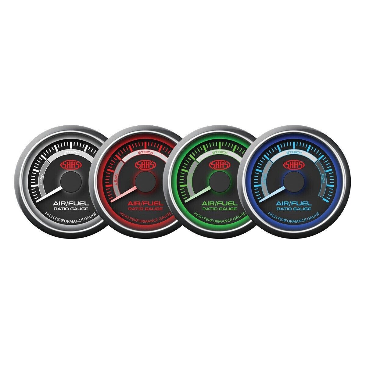 SAAS Muscle Series Air Fuel Ratio Gauge Rich Lean 52mm Black Narrow Band Stoich