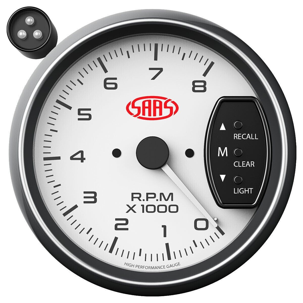 SAAS Performance SG-TAC334W Tacho Tachometer 3 3/4in 95mm Analog Gauge White