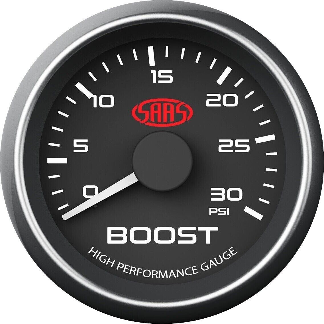 SAAS Boost 52mm 2in 0>30 PSI Analog Gauge Black Face 4 Colour Lighting Diesel