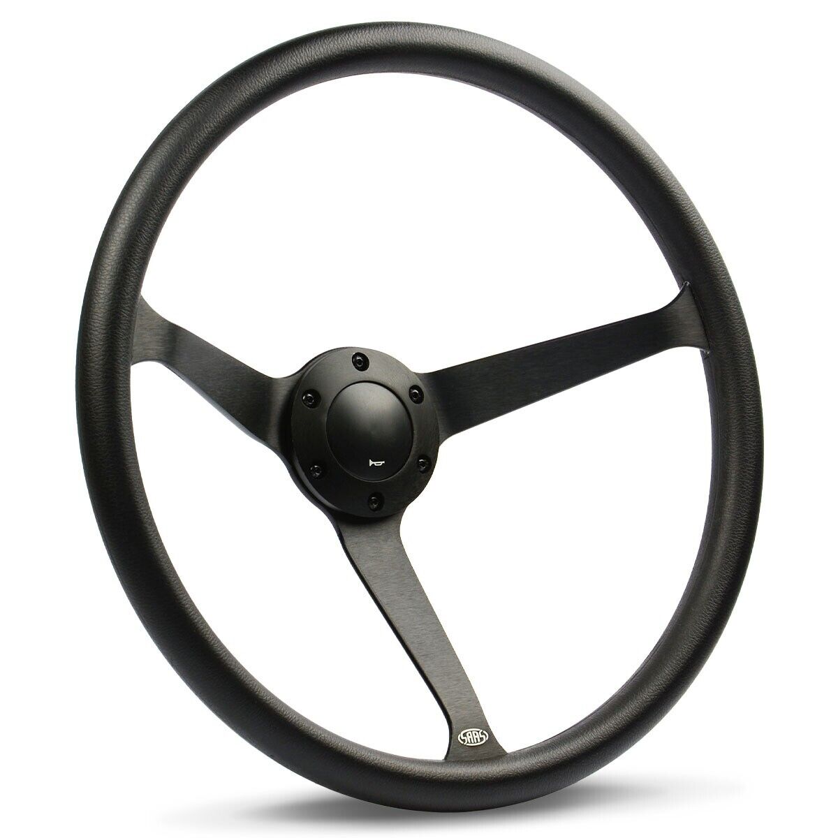 SAAS Steering Wheel Poly 380mm Classic Deep Dish Black Alloy Solid