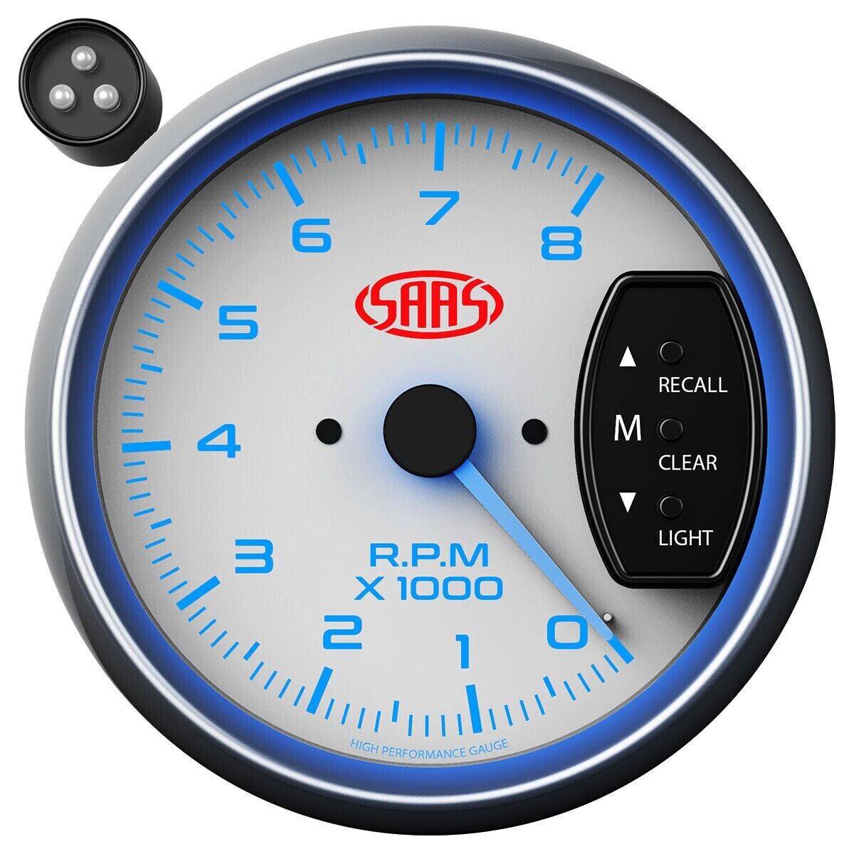 SAAS Performance SG-TAC334W Tacho Tachometer 3 3/4in 95mm Analog Gauge White