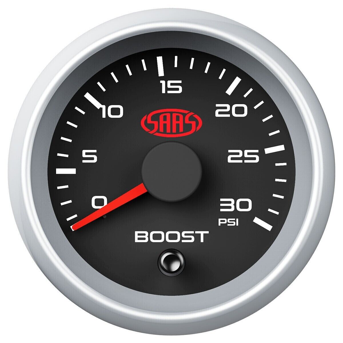 SAAS Boost 52mm 2in 0>30 PSI Gauge Black Face Silver Rim 4 Colour Diesel