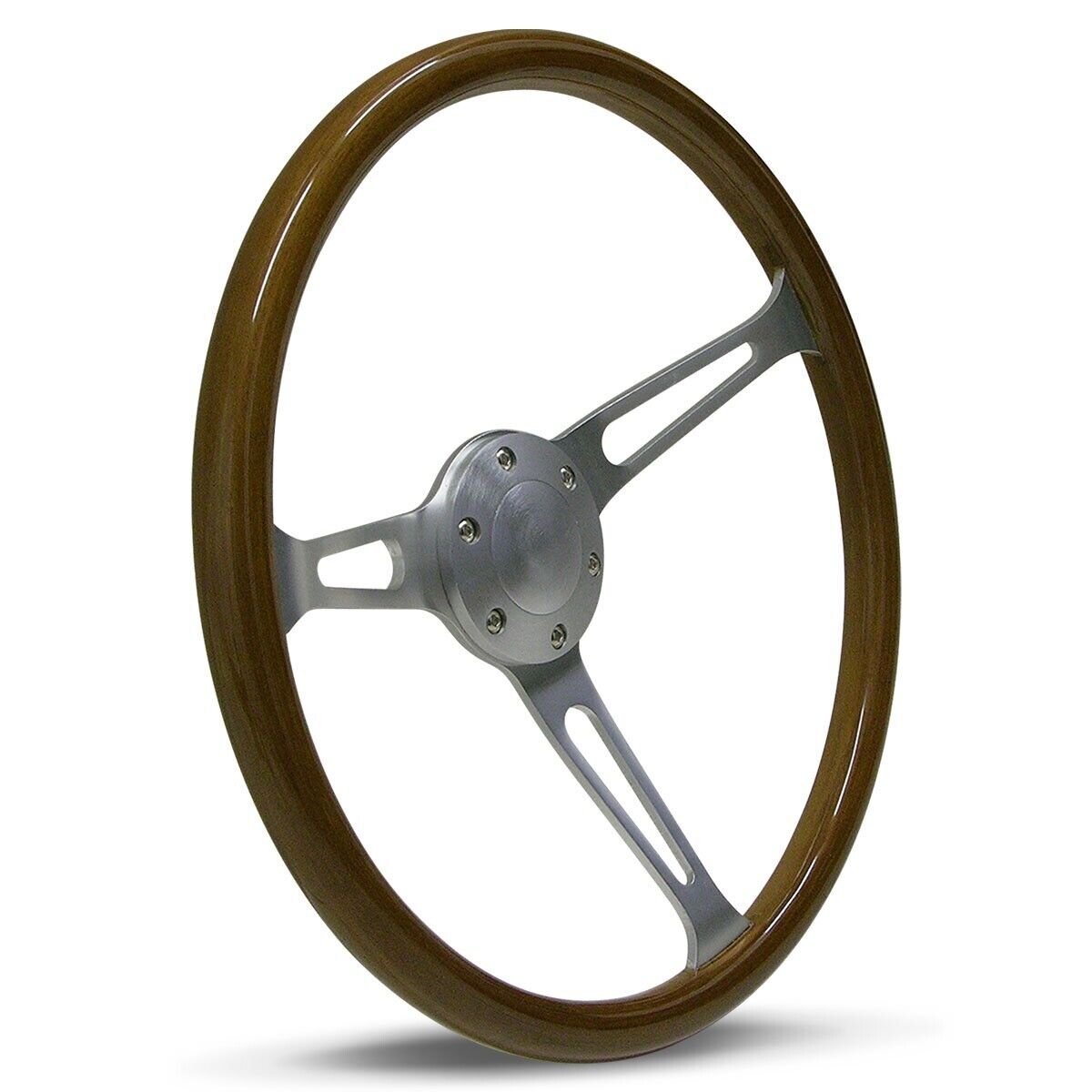 SAAS Steering Wheel Wood 380mm ADR Classic Brushed Alloy Slotted