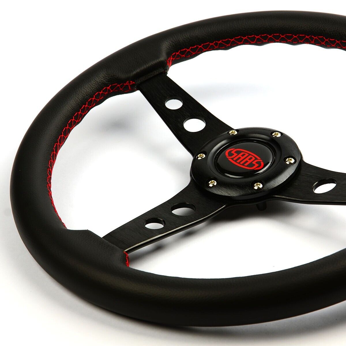 SAAS Steering Wheel Leather 14" ADR Retro Black Spoke