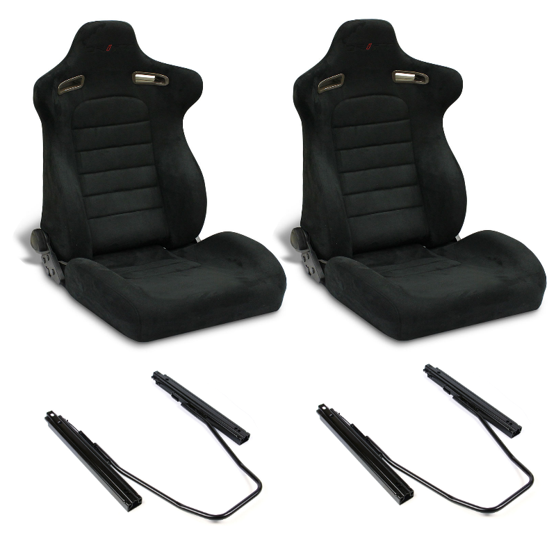 SAAS Drift Blade Seats (2) With Sliders Black Alcantara ADR Compliant