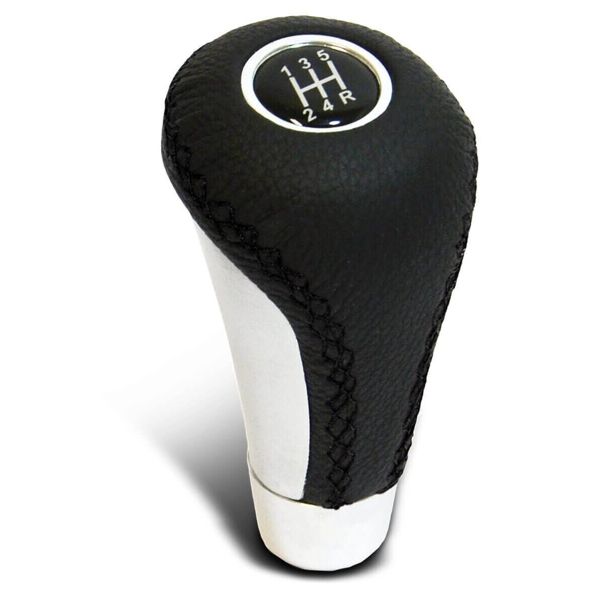 SAAS Leather Gear Knob Black Aluminium Insert With 8 Shift Patterns