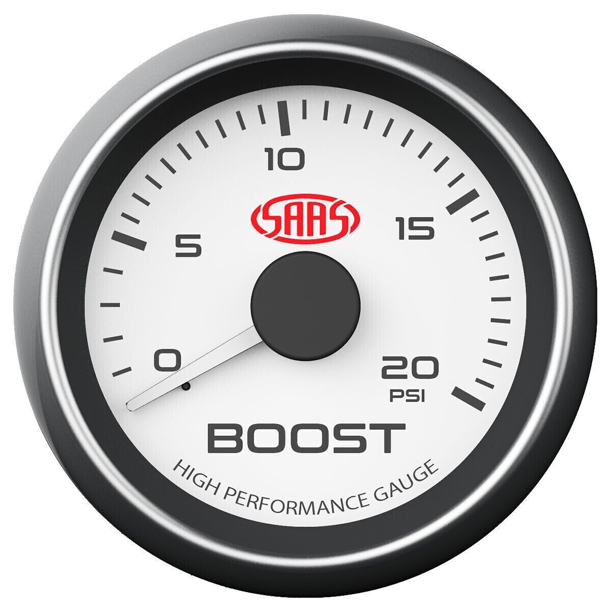 SAAS SG-TBD52BW1 52mm 2in Turbo Diesel Boost Gauge 20 PSI Range White Dial Face