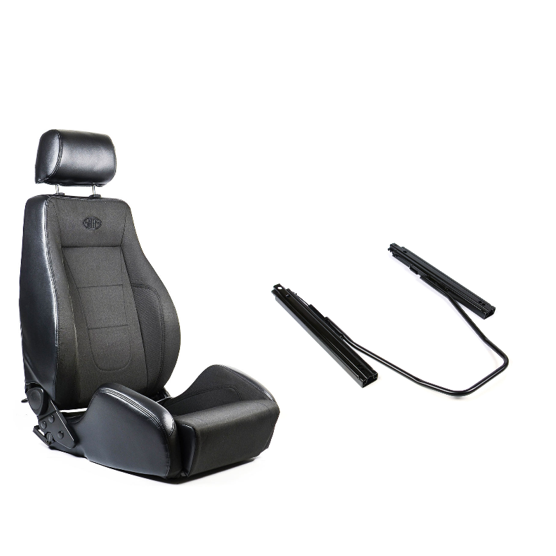 SAAS 4X4 Sports Seat (1) With Sliders Black Cloth / PU Leather  ADR Compliant