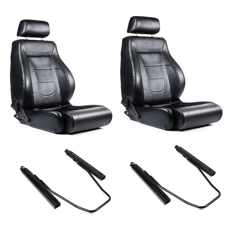 SAAS Trax 4X4 Seats (2) With Sliders Black PU Leather ADR Compliant