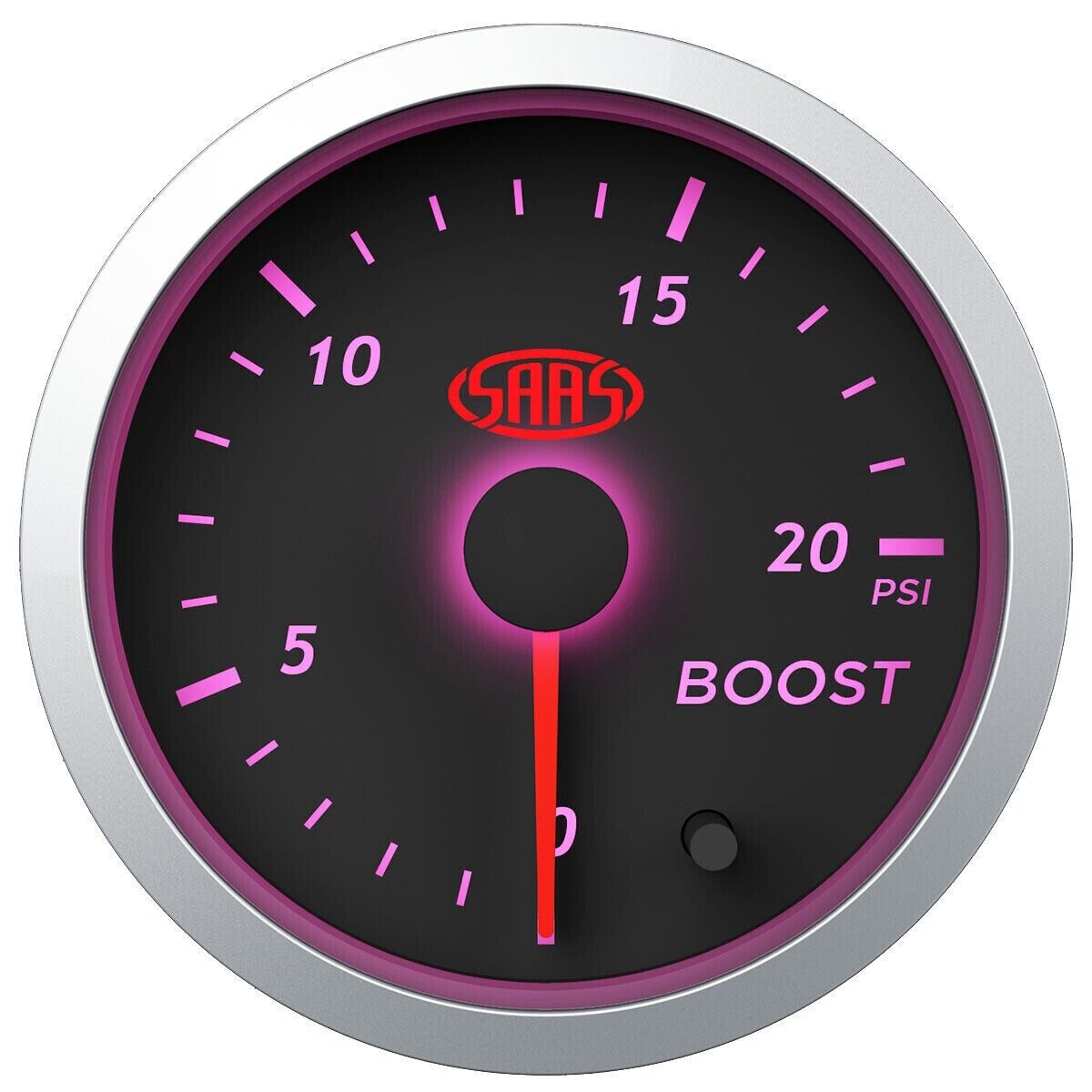 SAAS Boost 2in 52mm 0>20 PSI Streetline Series Gauge Black Face 7 Colour Diesel