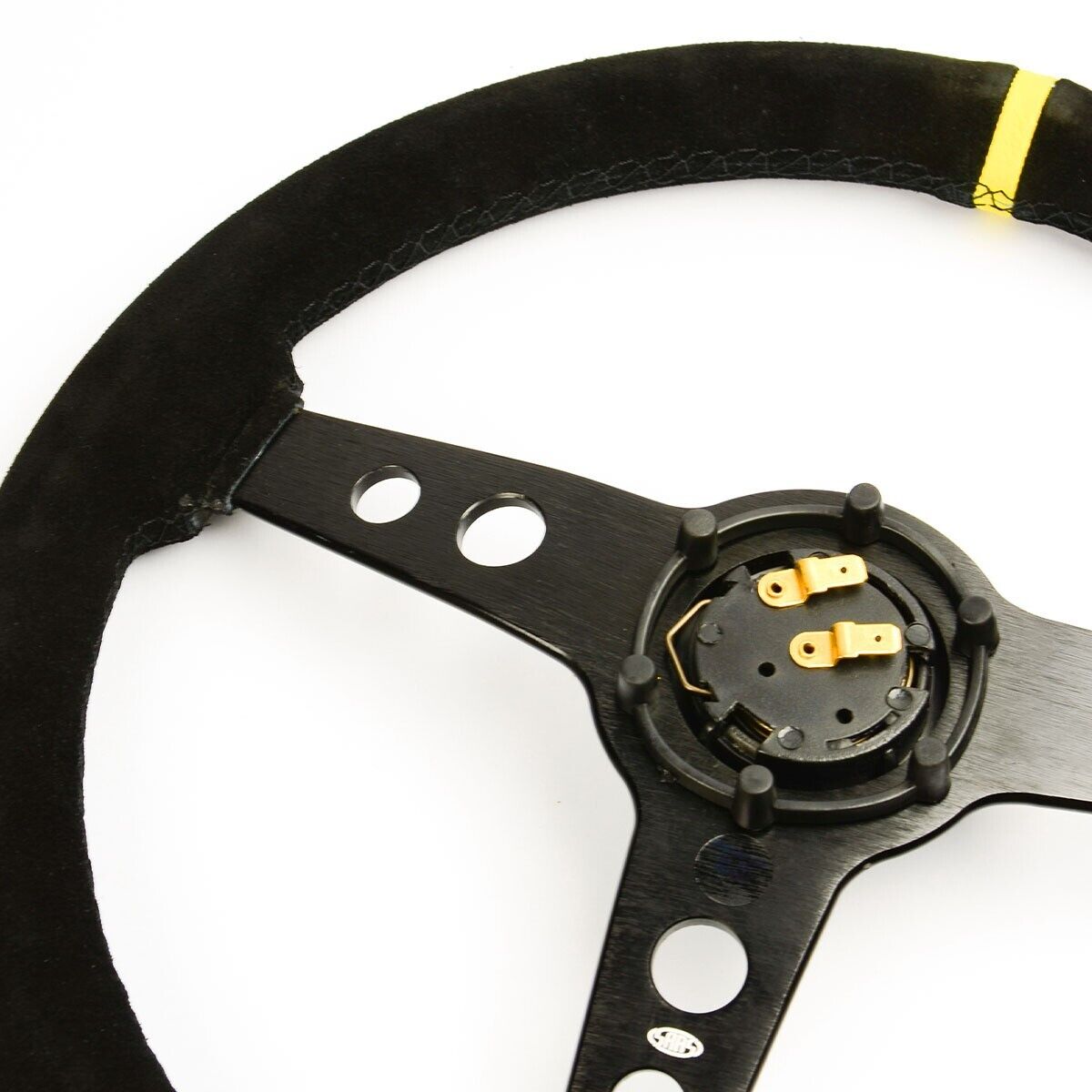 SAAS Steering Wheel Suede 350mm ADR Retro Black Spoke + Indicator