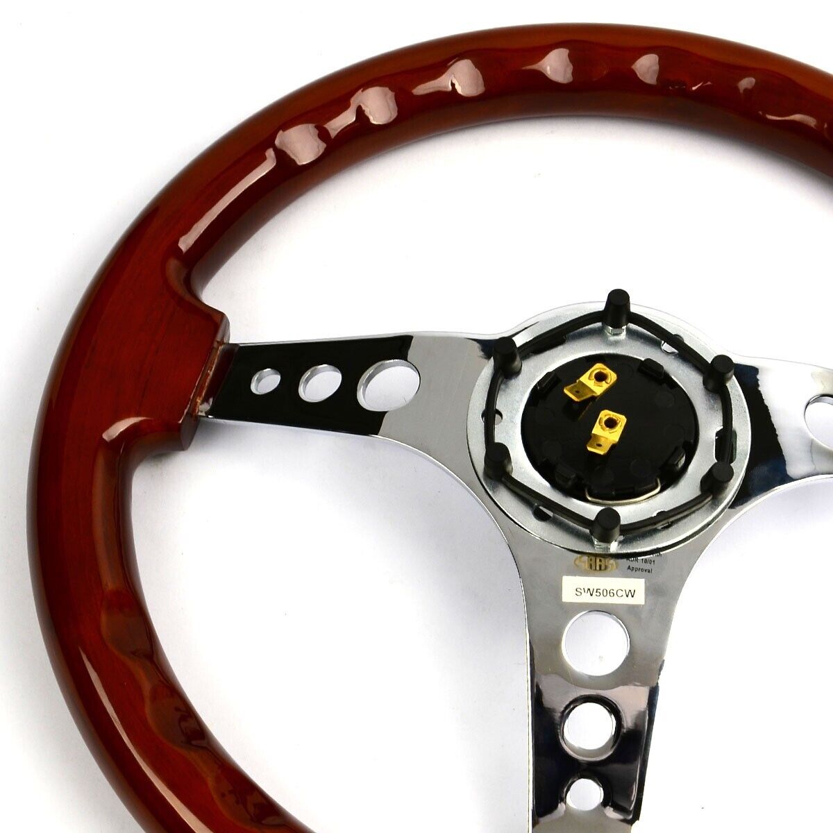 SAAS Steering Wheel Wood 14" ADR Logano Chrome Spoke