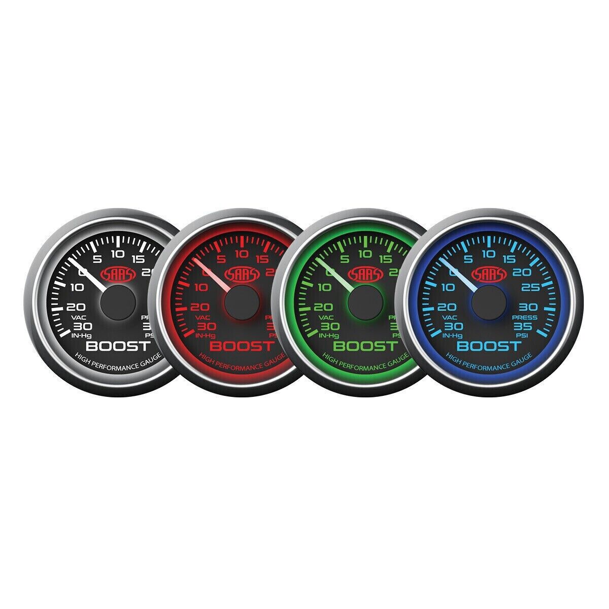 SAAS Performance Turbo Boost 52mm 2in 30 IN-HG35 PSI Gauge Black for FPV Typhoon