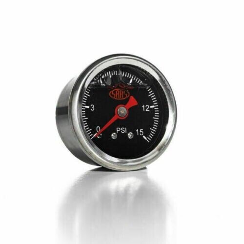 SAAS Genuine SAAS SG15B Black Face Gauge Liquid Filled Fuel Pressure 0 > 15 PSI