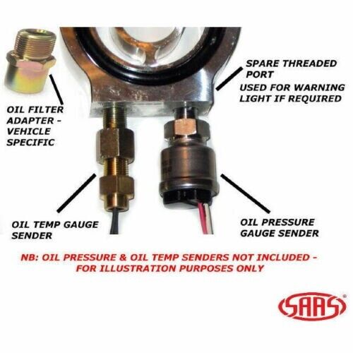 SAAS Oil Sandwich Plate Oil Pressure Temp for Holden HT HG Red Blue Black 6cyl