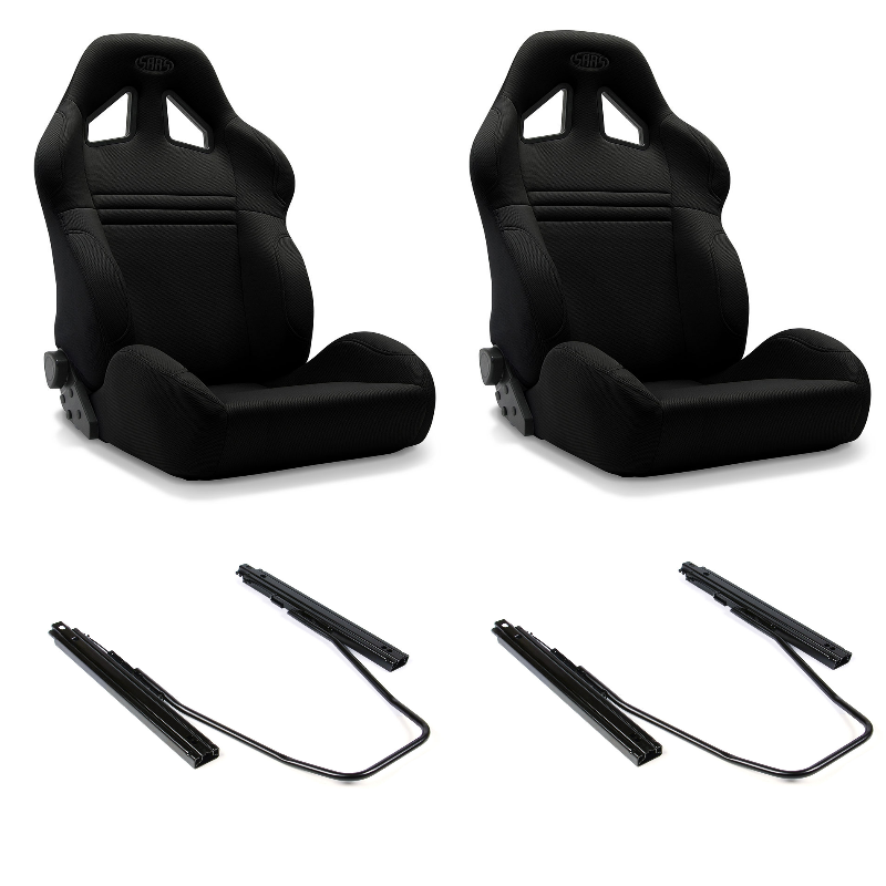 SAAS Kombat Seats (2) With Rails Dual Recline Black ADR Compliant