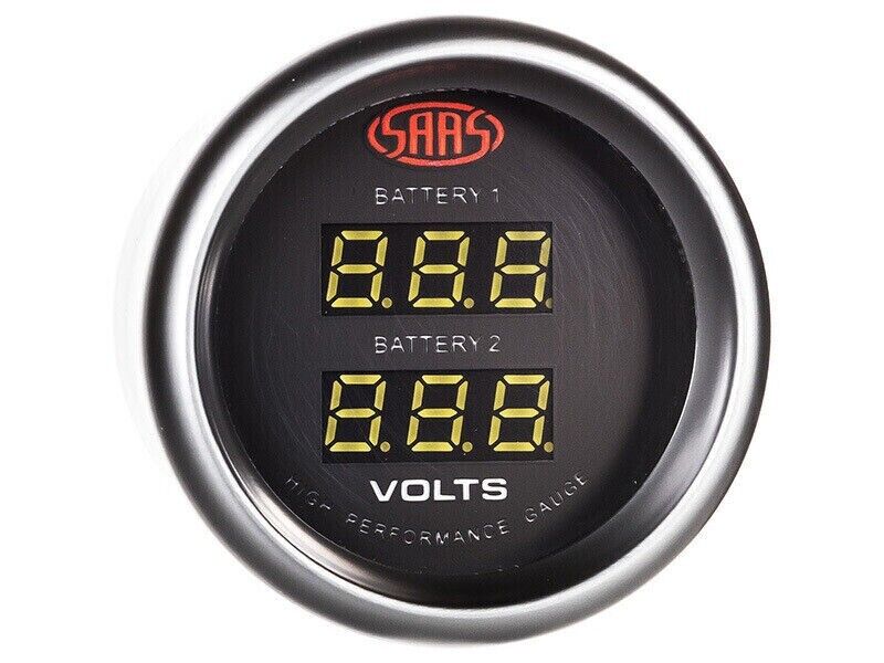 SAAS Muscle Digital Dual Volts Gauge 8-18Volts for Caravan Camper Van 4WD