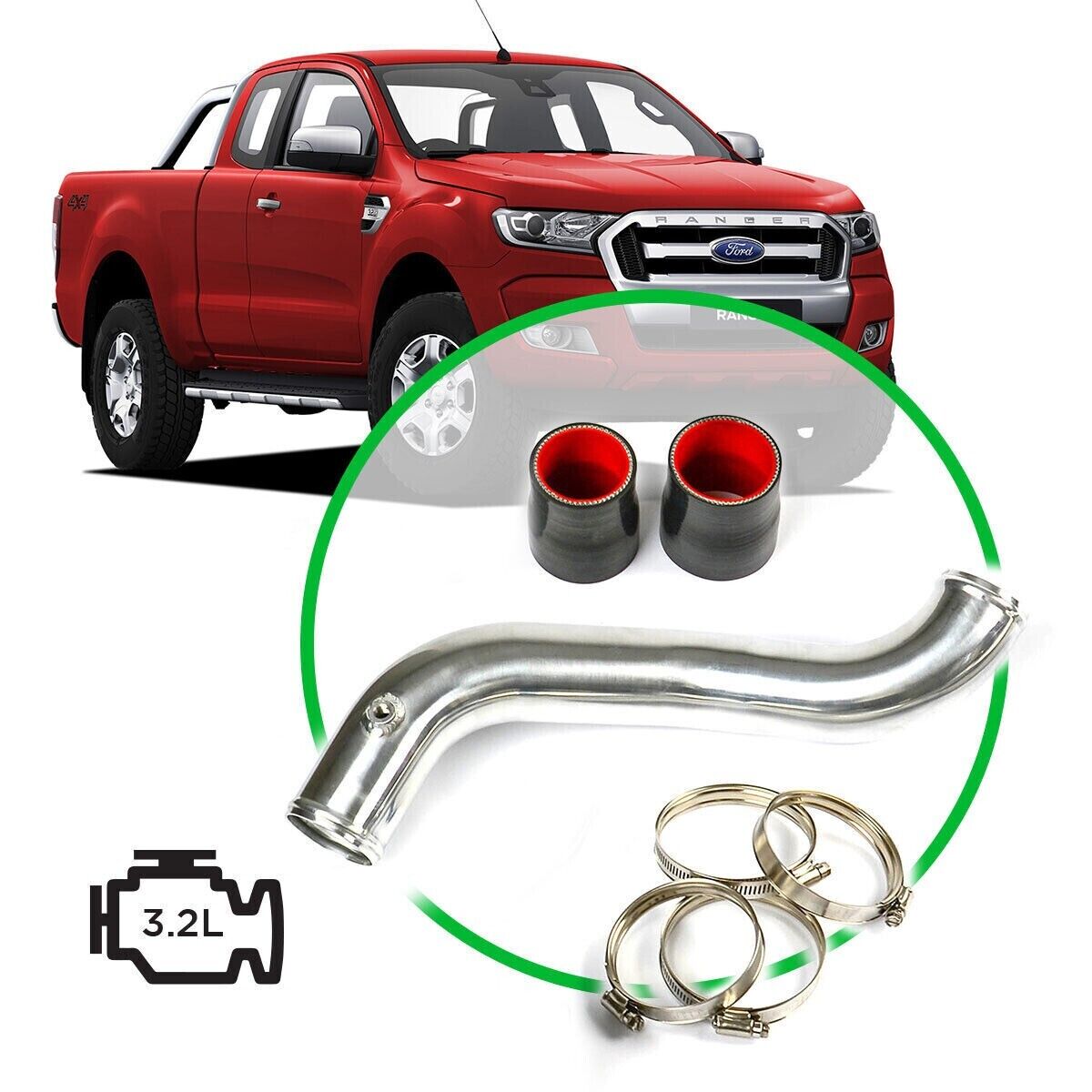 SAAS Intercooler Polished Alloy Pipe Cold Side For Ford Ranger/Mazda BT50 3.2L