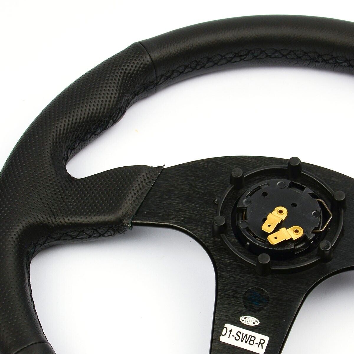 SAAS Steering Wheel Leather 14" ADR Black Spoke