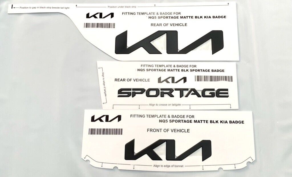 Genuine NQ5 Kia Sportage Matte Black Badge Kit Full Set Of 3 Front & Rear