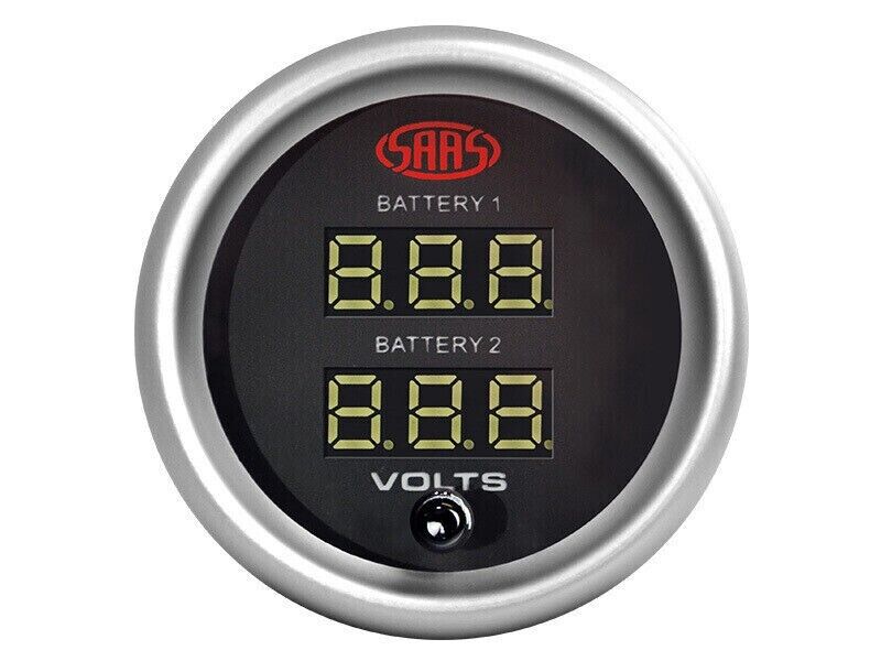 SAAS Muscle Dual Volts Gauge Black 4 Colour Lit Dual Battery for Landcruiser 4WD