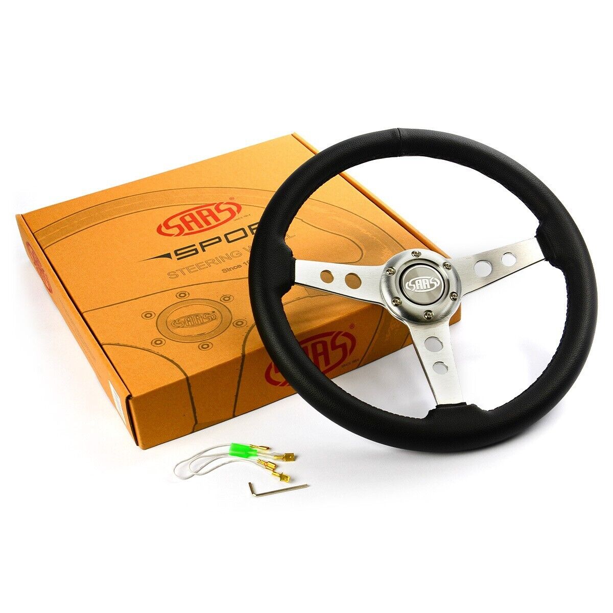 SAAS Steering Wheel PVC 350mm ADR Retro Brushed Spoke